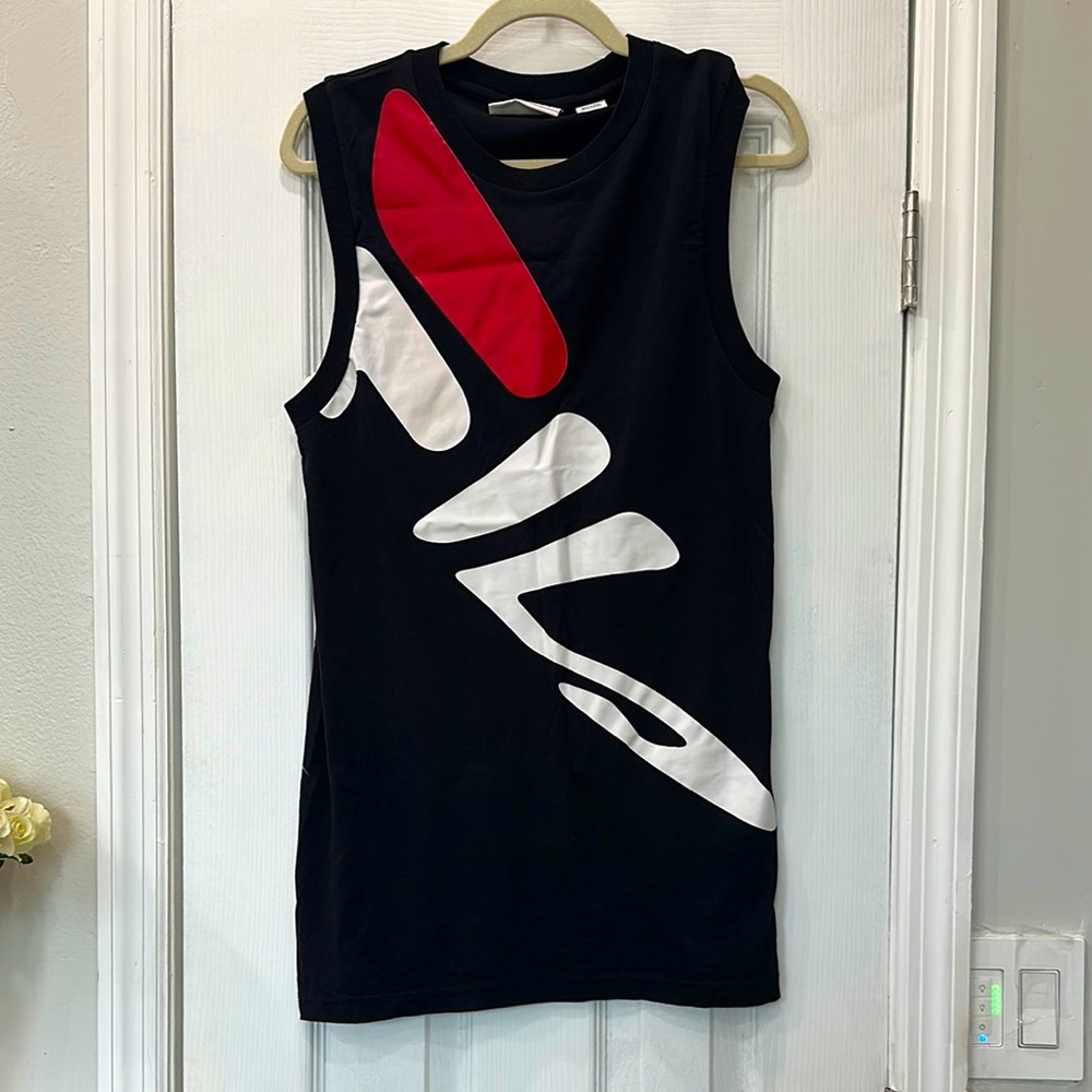 Fila Black Sleeveless Top with Red and White Design
